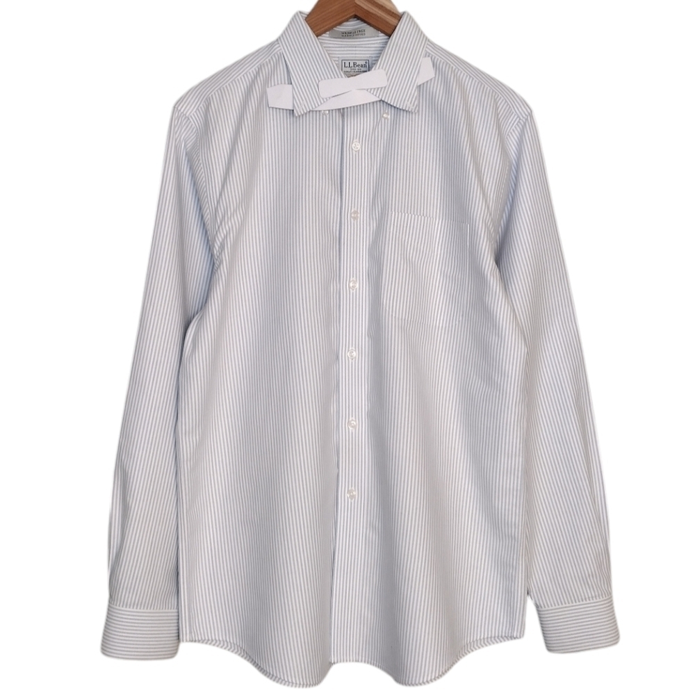 NWOT L.L. Bean Wrinkle Free Slightly Fitted Striped Button Down Shirts Sz M
